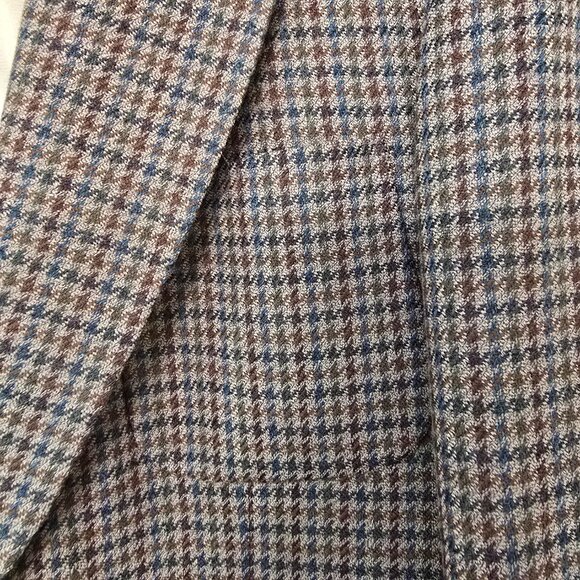 JoS A Bank Pure Wool Houndstooth 2 Button Blazer Sports Coat Brown Tan Sz 42L - Picture 2 of 11